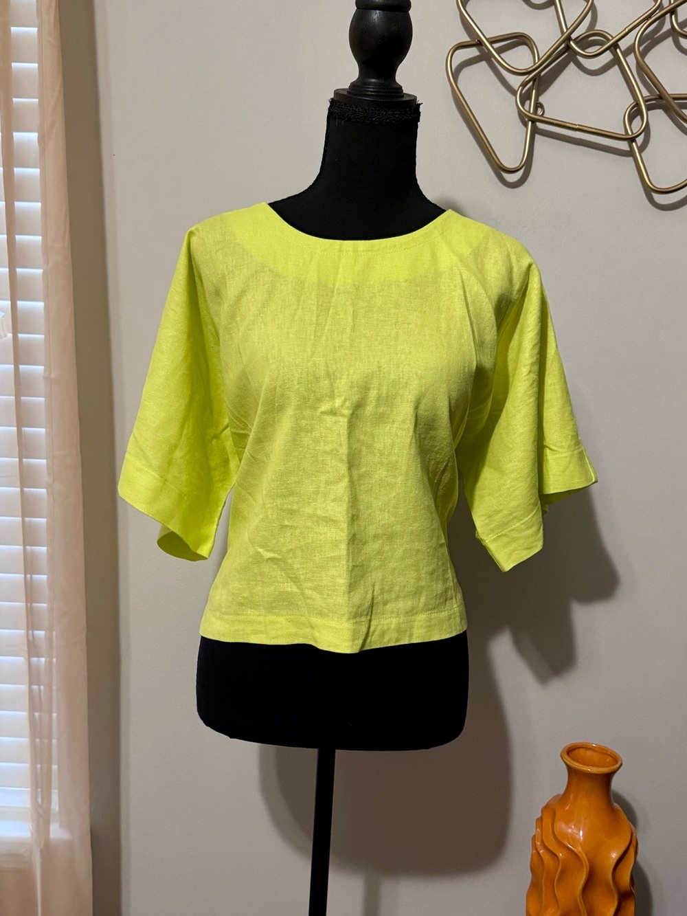 DKNY Neon Lime Short Sleeve Scoop Neck Top